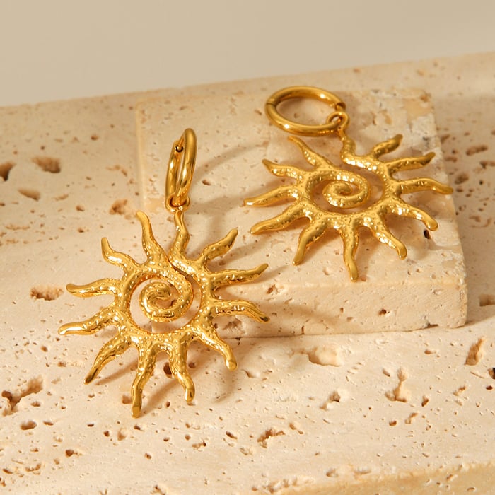 1 Pair Daily Sun Stainless Steel  Gold Color Women's Drop Earrings h5Picture3