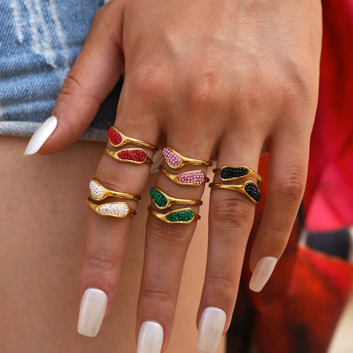 1 Piece Simple Irregular Shape Stainless Steel  Gold Color Statement Rings h5Picture6