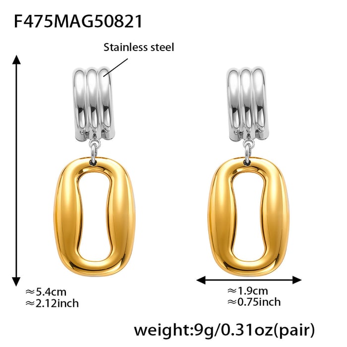 1 Pair Modern Rectangular Stainless Steel Gold Color Women's Drop Earrings