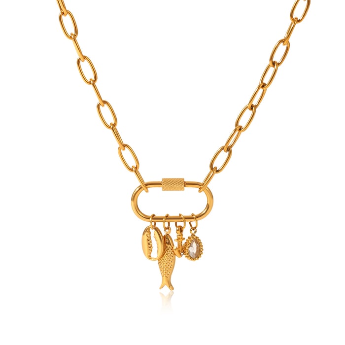 1 Piece Simple Fish Droplet Stainless Steel  Gold Color  Women's Pendant Necklaces Picture6