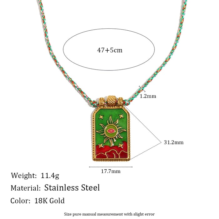 1 Piece Retro Sun Tarot Stainless Steel Gold Color Women's Pendant Necklaces h5Picture7