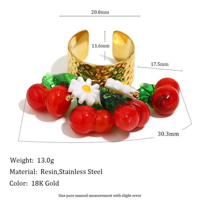 1 Piece Fashion Designed Fruit Shaped Stainless Steel   Gold Color  Statement Rings