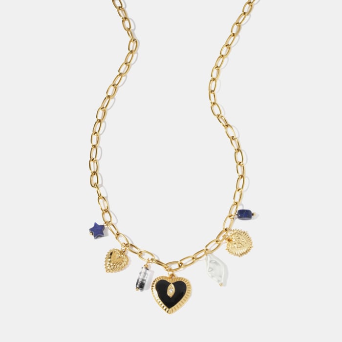 Enamel Heart Stainless Steel Gold Color Pendant Necklace h5Picture2