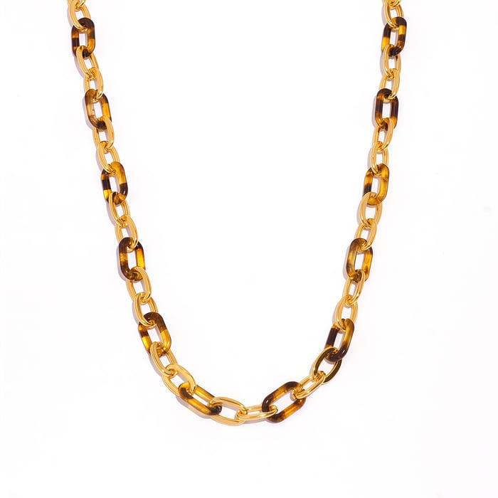 1 Stück Simple Series Retro Leopard Print Edelstahl Damen Kettenhalsketten