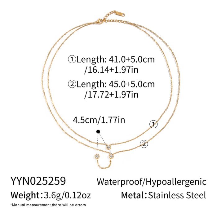 1 Piece Luxurious Tassel Circle Stainless Steel Gold Color Zircon Women's Pendant Necklaces