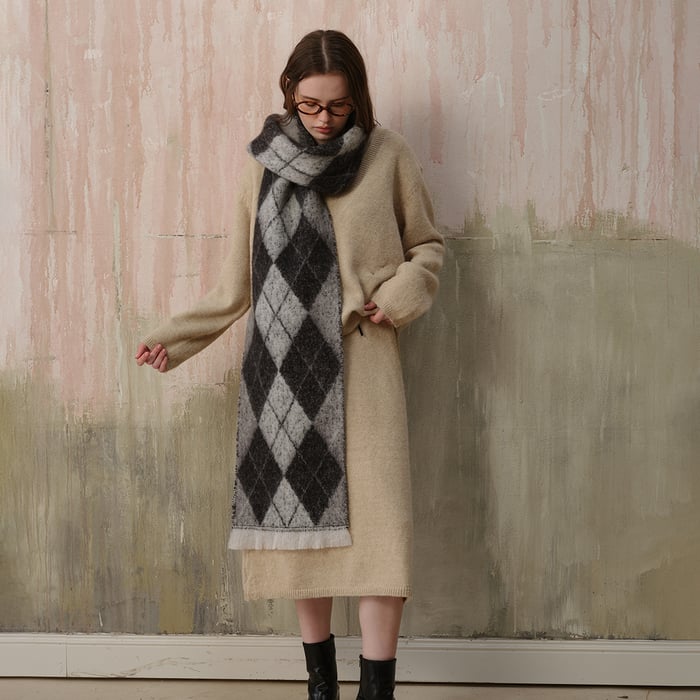 1 Piece Classic Rhombus Polyester Women's Winter Scarves Picture3