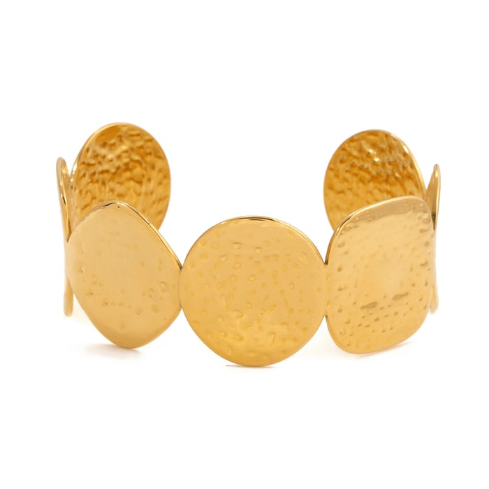 1 Piece Classic Circle Hammer Pattern Stainless Steel Gold Color Women's Cuff Bracelets 