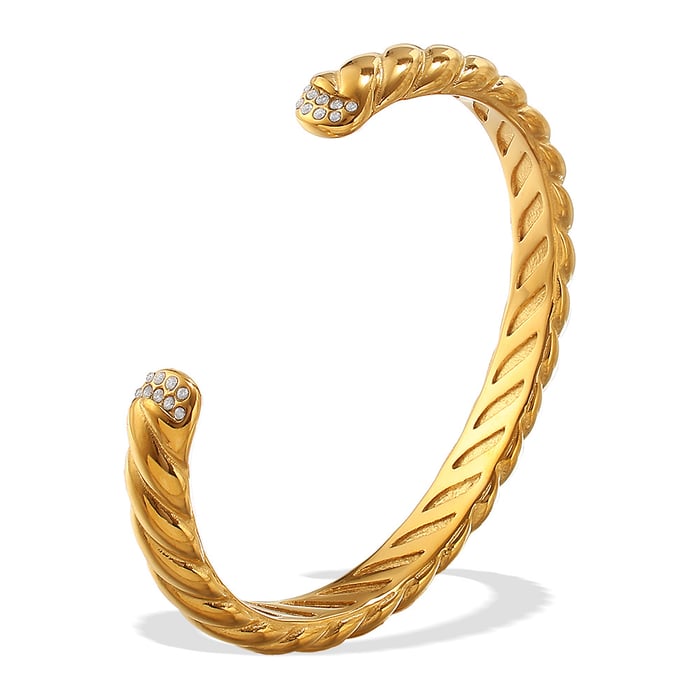1 Piece Thread Stainless Steel Gold Color Cuff Bracelet Picture4