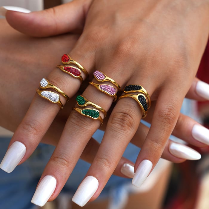 1 Piece Simple Irregular Shape Stainless Steel  Gold Color Statement Rings h5Picture4