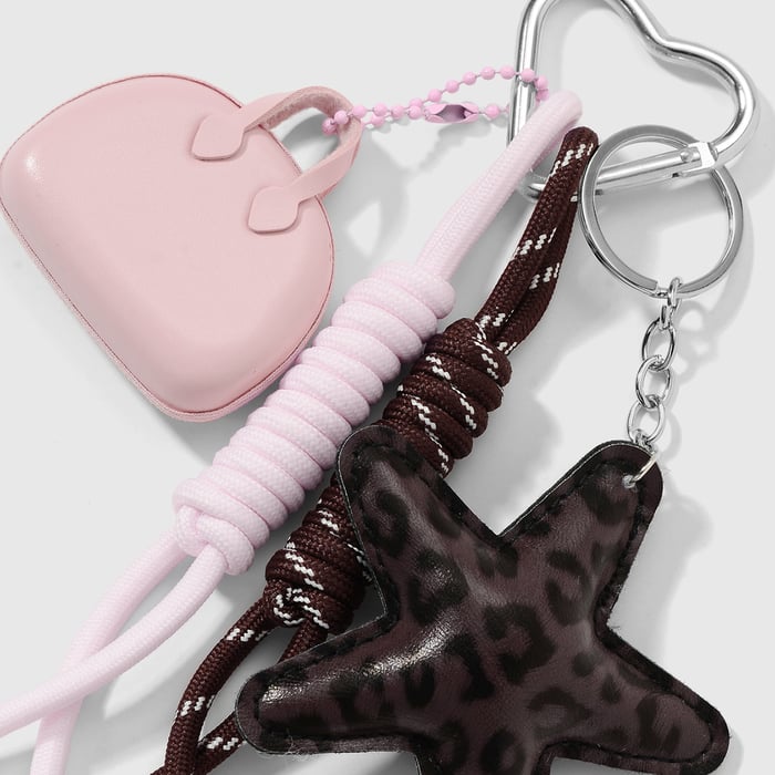 1 PiecLeather Flower Leopard Print Star Bag Charm Picture5