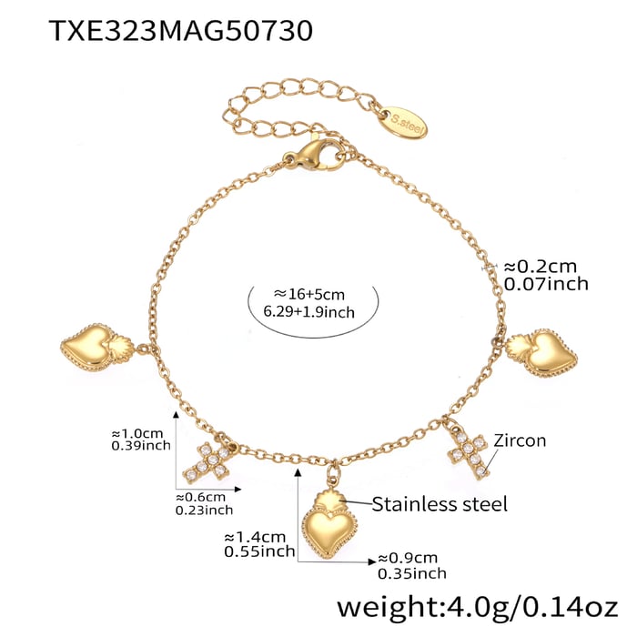 Romantic Series Heart Cross Stainless Steel Gold Color Women's Jewelry Sets 