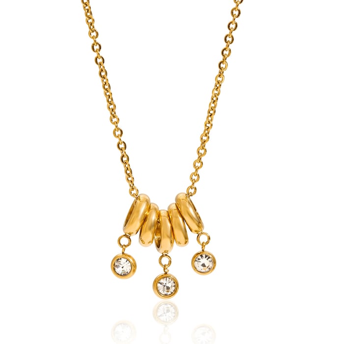 1 Piece Luxurious Circle Stainless Steel Gold Color Women's Pendant Necklaces h5Picture6