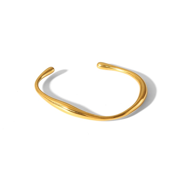 1 Piece Simple Irregular Shape Stainless Steel Gold Color Cuff Bracelet h5Picture4