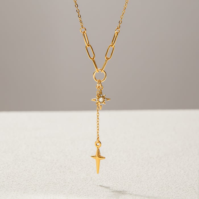 1 Piece Exqusite Star Stainless Steel Gold Color Women's Pendant Necklaces h5Picture5