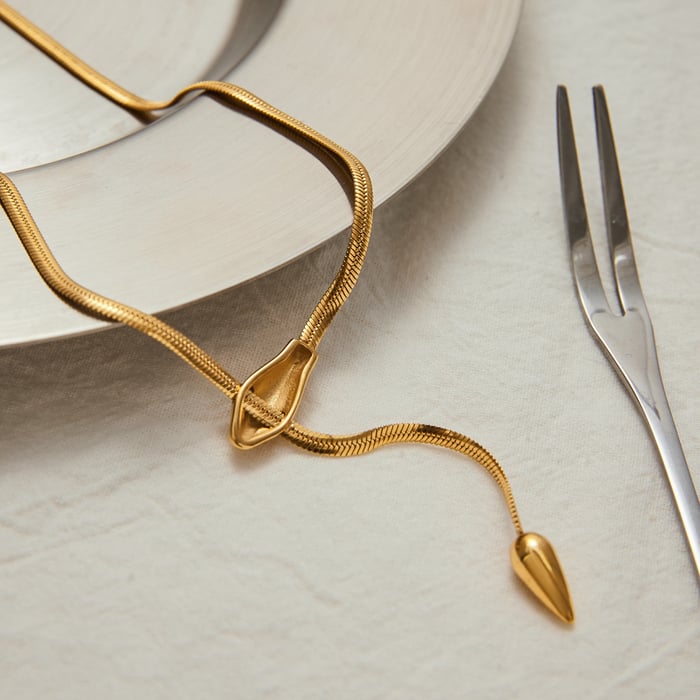 1 Piece Shinning Snake Stainless Steel Gold Color Women's Pendant Necklaces h5Picture6