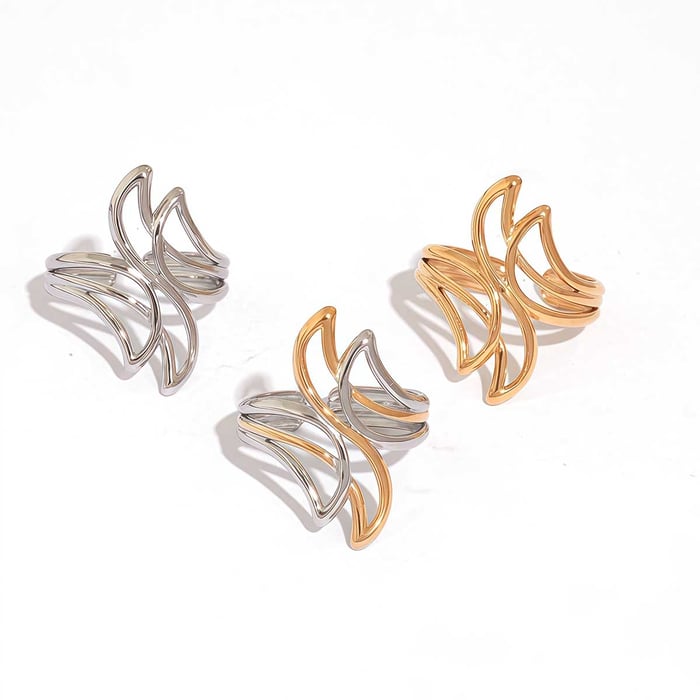 1 Piece Casual Irregular Shape Stainless Steel Gold Color Statement Rings h5Picture7