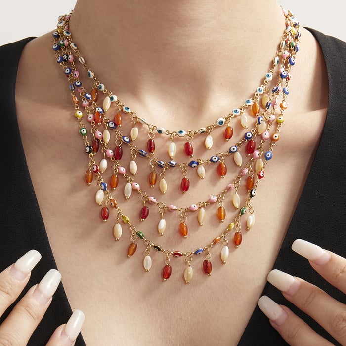 1 Piece Retro Agate Devil's Eye Stainless Steel Women's Pendant Necklaces Picture4