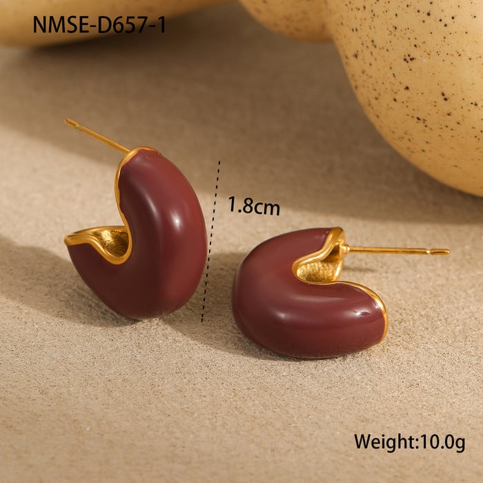 1 Pair Simple Series Retro Solid Color Stainless Steel Women's Stud Earrings