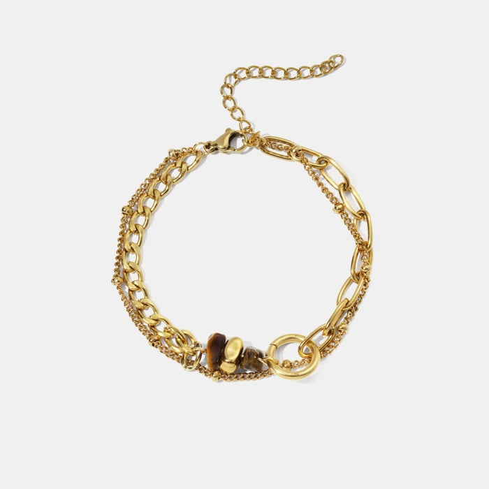 Stainless Steel Gold Color Natural Stone Charm Bracelet Picture2