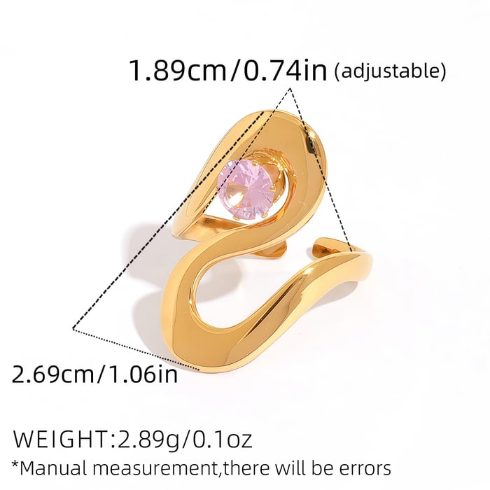 1 Piece Light Luxury Irregular Shape Stainless Steel   Zircon Women's Statement Rings h5Picture2