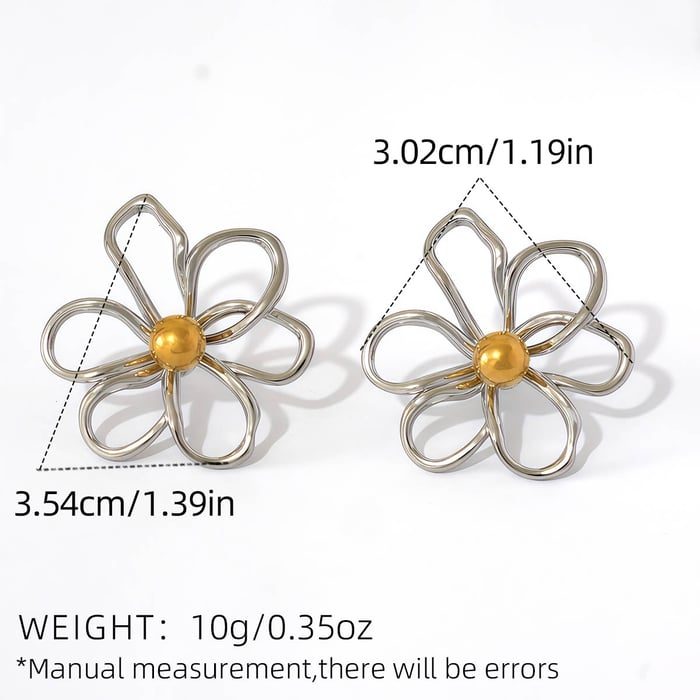 1 Pair Simple  Daily Flower Stainless Steel  Gold Color  Women's Stud Earrings h5Picture2