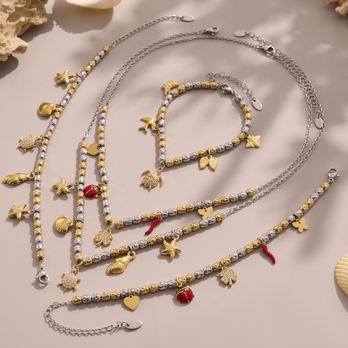 Luxurious Animal Stainless Steel Gold Color Zircon Women's Jewelry Sets h5Picture9