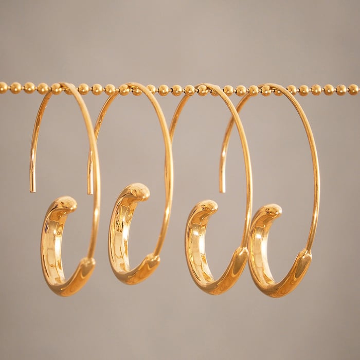 1 Pair Minimalist Irregular Circle Stainless Steel Gold Color Women's Hoop Earrings h5Picture2