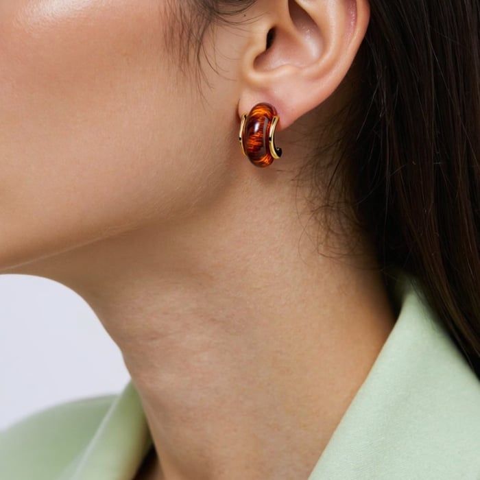1 Pair Daily Circle Stainless Steel Gold Color Acrylic Women's Stud Earrings h5Picture3
