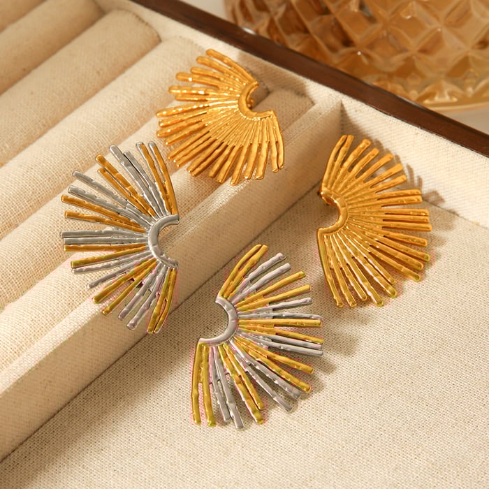 1 Pair  Daily Mixed Gold Color And Silver Colors Stainless Steel Women's Stud Earrings h5Picture5