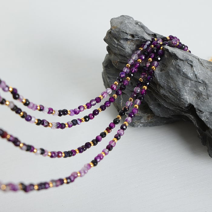 1 Piece Elegant Agate Beads Stainless Steel Gold Color Women's Beaded Necklaces Picture4