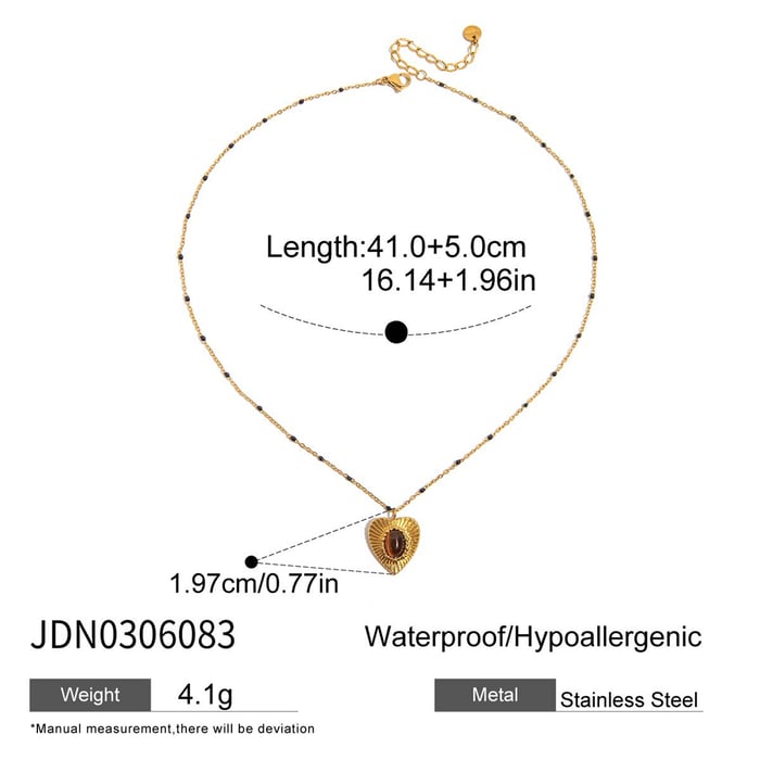 1 Piece Classic Heart Stainless Steel Gold Color Natural Stone Women's Pendant Necklaces h5Picture2