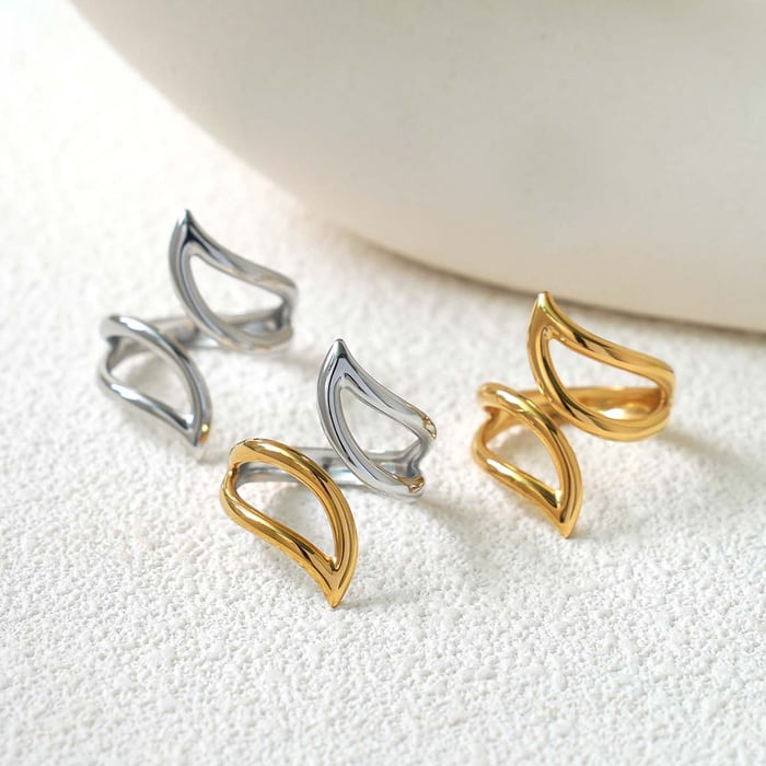 1 Piece Simple Irregular Shape Stainless Steel Women's  Statement Rings h5Picture8