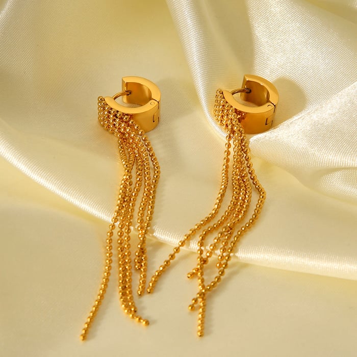 1 Pair Simple Daily Tassel Stainless Steel   Gold Color  Women's Drop Earrings h5Picture5