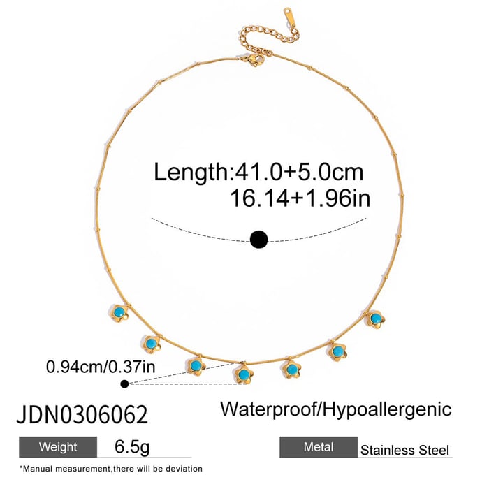 1 Piece Romantic Flower Calaite Stainless Steel Gold Color Women's Pendant Necklaces h5Picture2