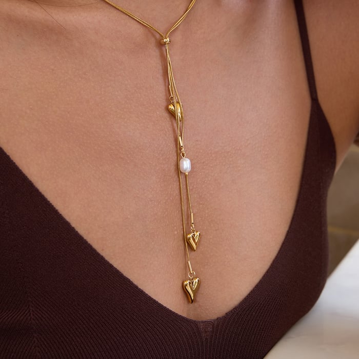 1 Piece Exquisite Heart Tassel Stainless Steel Gold Color Women's Pendant Necklaces h5Picture4