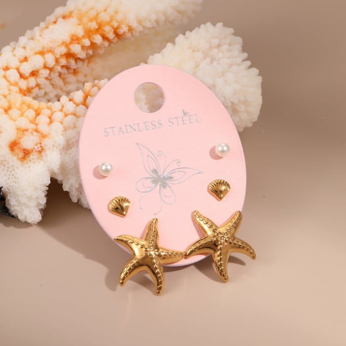 1 Pair Simple Series Classic Cartoon Stainless Steel  Gold Color  Women's Stud Earrings h5Picture3
