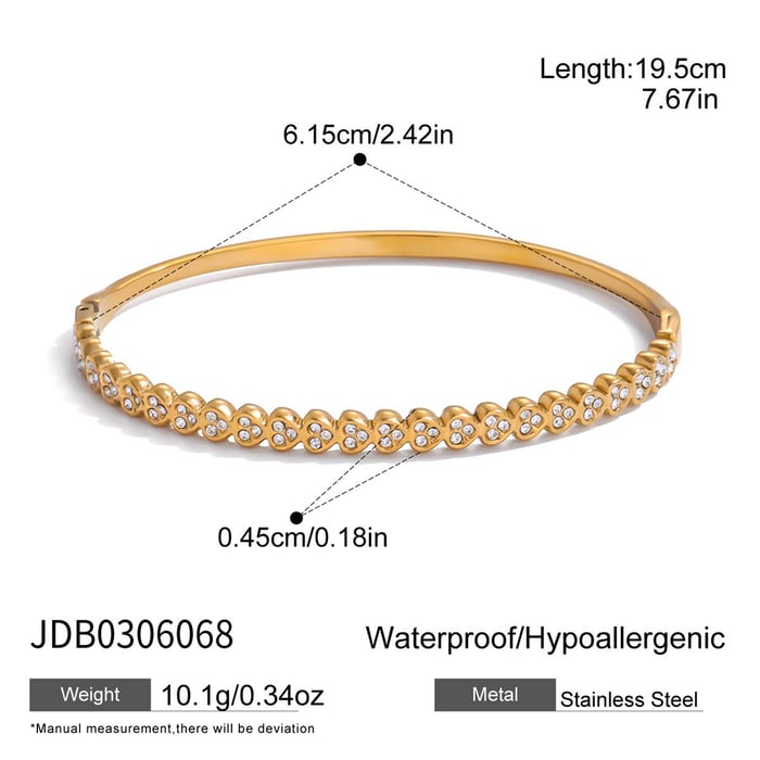1 Piece Elegant Droplet Heart Stainless Steel Gold Color Women's Bangles