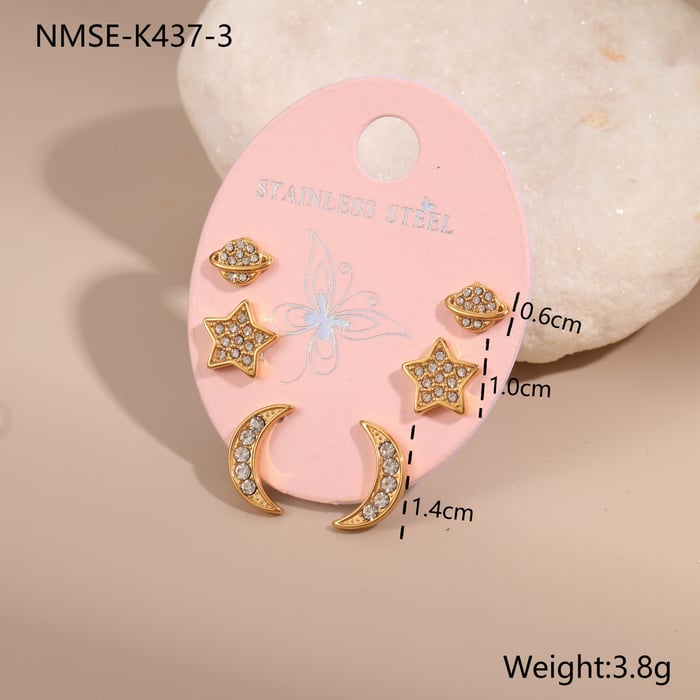 1 Pair Simple Series Classic Cartoon Stainless Steel  Gold Color  Women's Stud Earrings