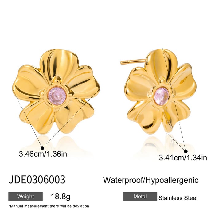 Sweet Flower Stainless Steel Gold Color Women's Jewelry Sets