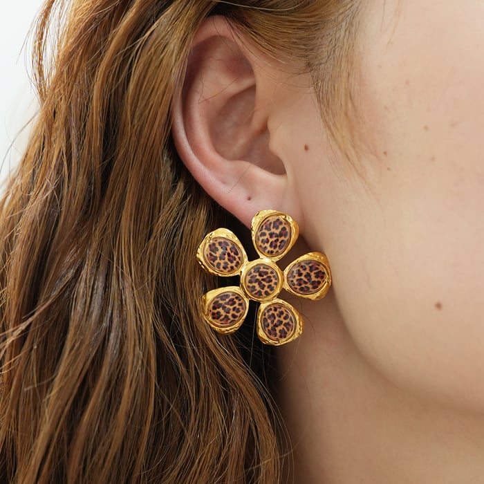 1 Pair Simple Series Natural Flower Stainless Steel  Gold Color  Women's Stud Earrings h5Picture3