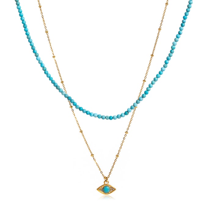 1 Piece Delicate Devil's Eye Calaite Stainless Steel Gold Color Women's Layered Necklaces