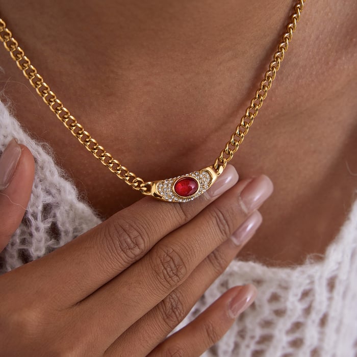 1 Piece Vintage Circle Stainless Steel Gold Color Women's Pendant Necklaces Picture4