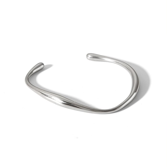1 Piece Simple Irregular Shape Stainless Steel Gold Color Cuff Bracelet h5Picture3