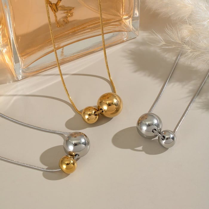1 Piece Ball Stainless Steel Pendant Necklace Picture2