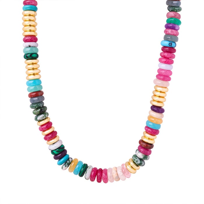 1 Piece Polychrome Beads Stainless Steel Natural Stone Women's Beaded Necklaces 