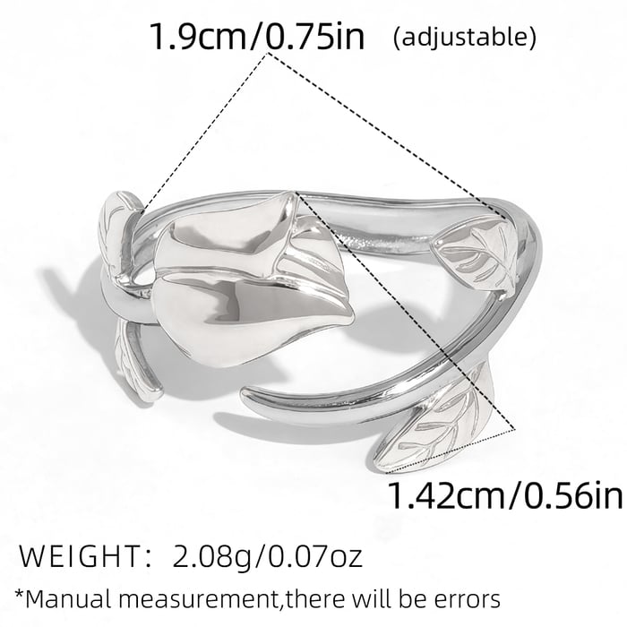 1 Piece Retro Flower Rose Stainless Steel  Gold Color Women‘s  Statement Rings h5Picture2