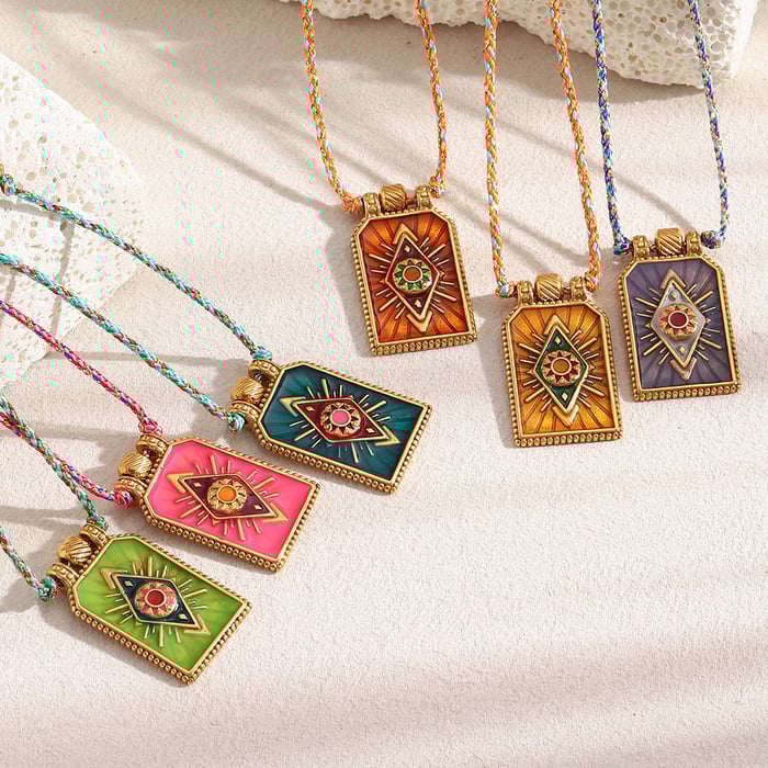 1 Piece Luxurious Eye Tarot Stainless Steel Gold Color Women's Pendant Necklaces h5Picture3