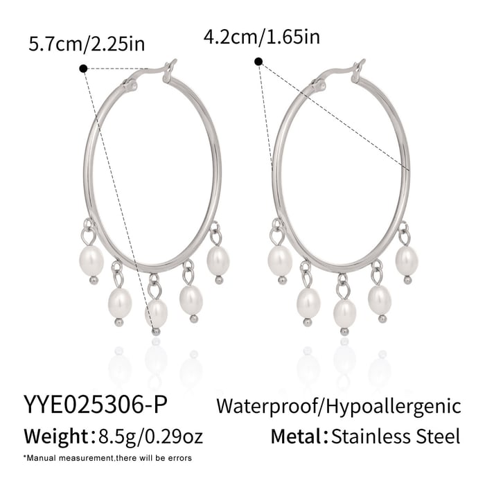 1 Pair Casual Tassel Circle Stainless Steel Gold Color Women's Hoop Earrings