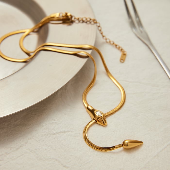 1 Piece Shinning Snake Stainless Steel Gold Color Women's Pendant Necklaces h5Picture8