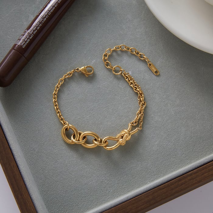 1 Piece Mixed Gold Color And Silver Colors Stainless Steel Women's Chain Bracelets h5Picture6